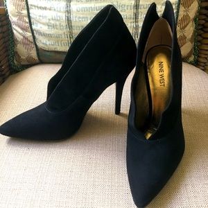 Nine West Black Suede Stiletto Slip On Shoe Brand New Size 8.5
